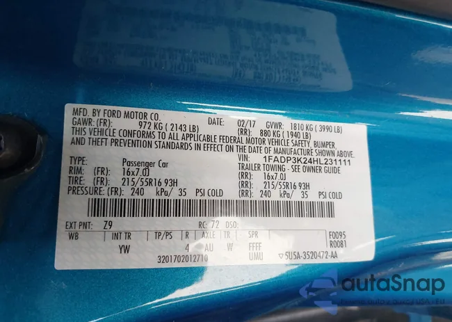 1FADP3K24HL231111: 42808515