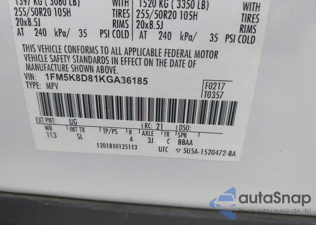 1FM5K8D81KGA36185: 42809113