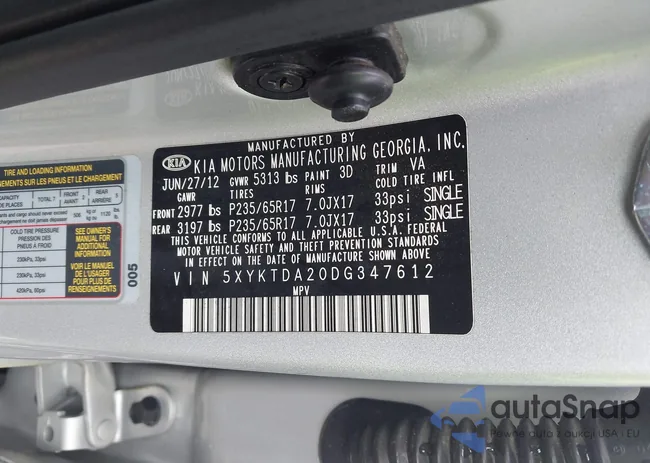 5XYKTDA20DG347612: 42809304