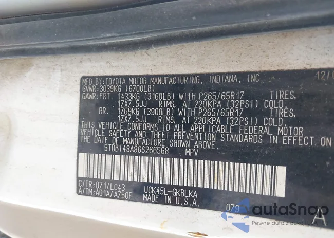 5TDBT48A86S266568: 42809520