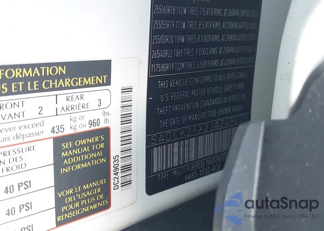 SADCK2FX2JA249035: 42808697