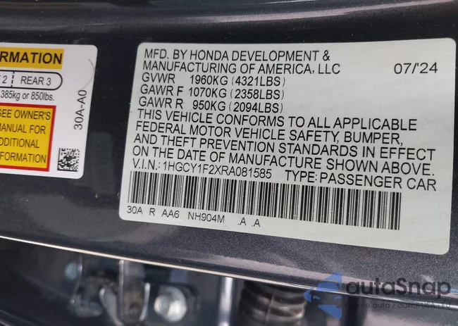 1HGCY1F2XRA081585: 42810036