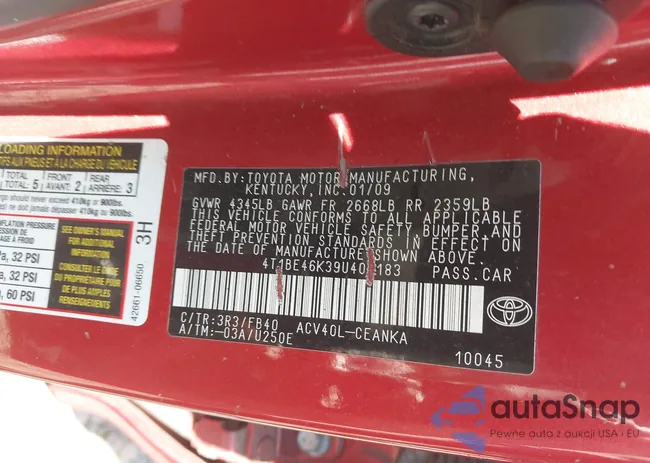 4T1BE46K39U405183: 42810219