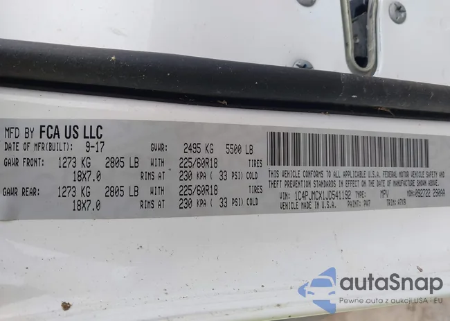 1C4PJMCX1JD541192: 42810320