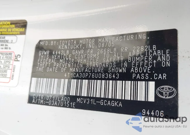 4T1CA30P76U083643: 42810432