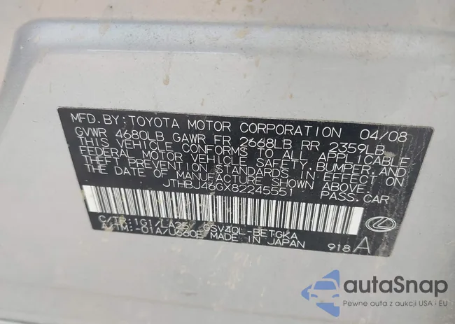 JTHBJ46GX82245551: 42810457