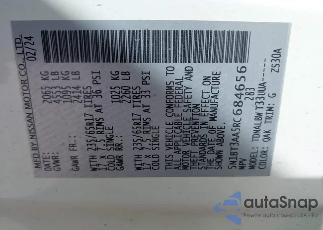 5N1BT3AA5RC684656: 42809653