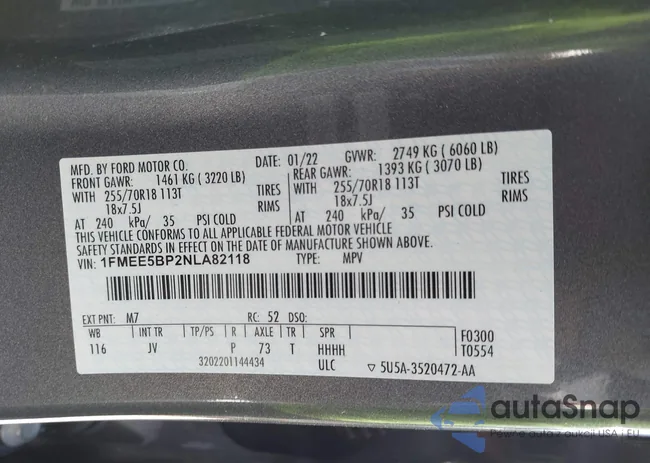 1FMEE5BP2NLA82118: 42809727