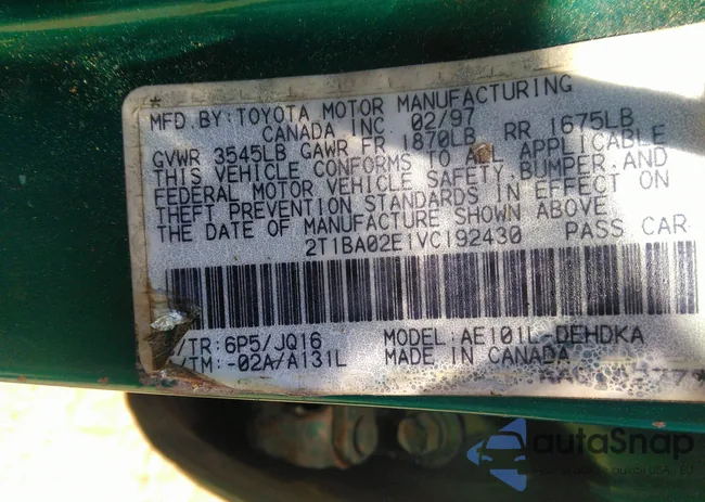 2T1BA02E1VC192430: 42809914