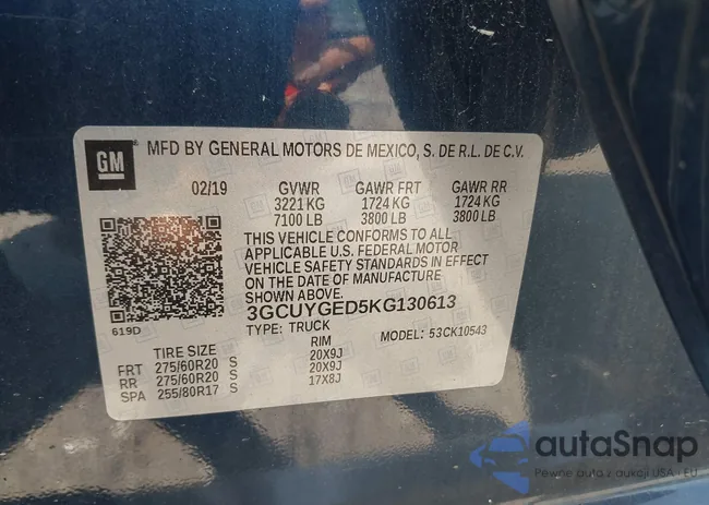 3GCUYGED5KG130613: 42810997