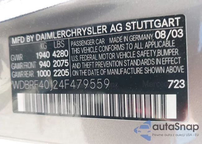 WDBRF40J24F479559: 42811120