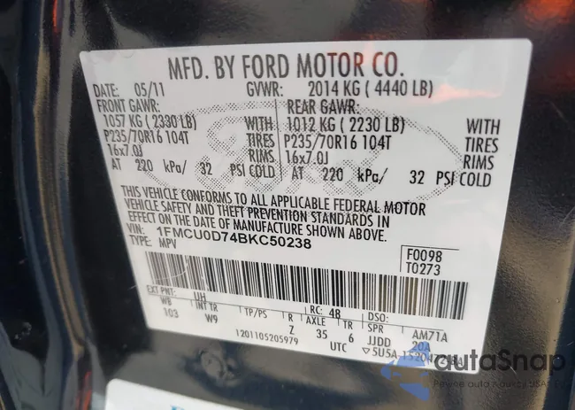 1FMCU0D74BKC50238: 42811194