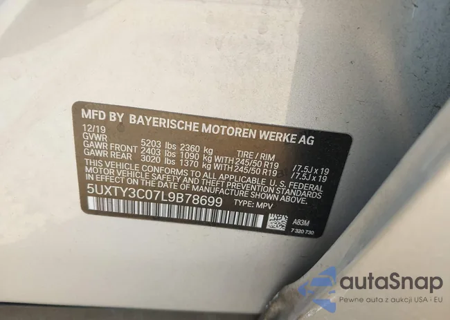 5UXTY3C07L9B78699: 42811217