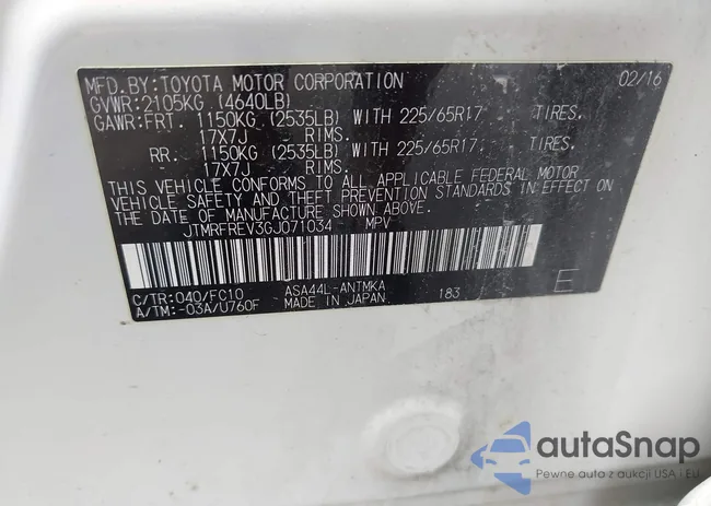 JTMRFREV3GJ071034: 42811449