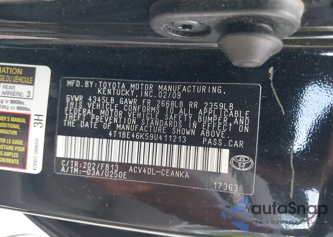 4T1BE46K59U411213: 42810564