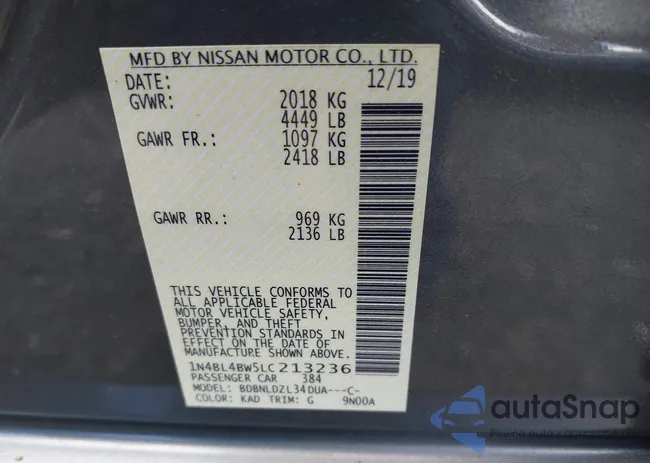 1N4BL4BW5LC213236: 42810582