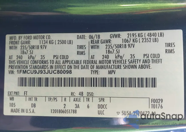 1FMCU9J93JUC80098: 42810622