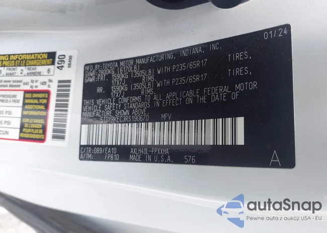 5TDYRKEC3RS190670: 42811953