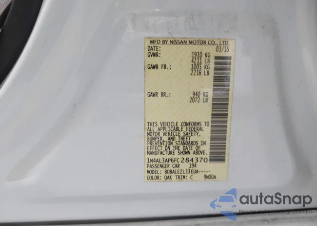 1N4AL3AP6FC284370: 42812010