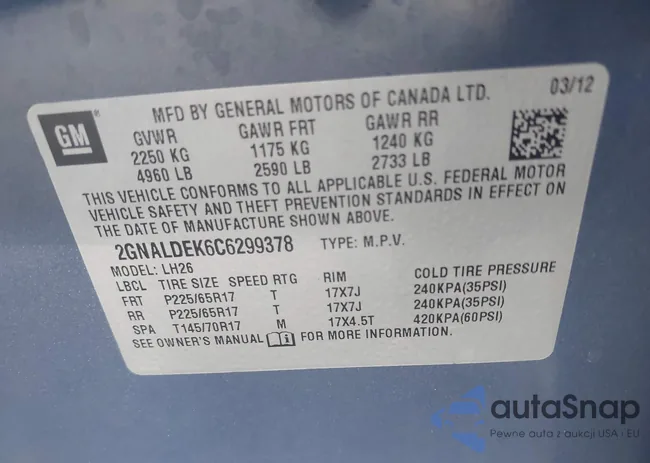 2GNALDEK6C6299378: 42812127