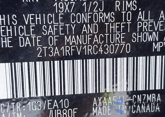 2T3A1RFV1RC430770: 42812189