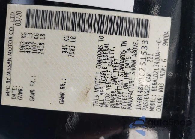 1N4BL4BV4LC251533: 42812225