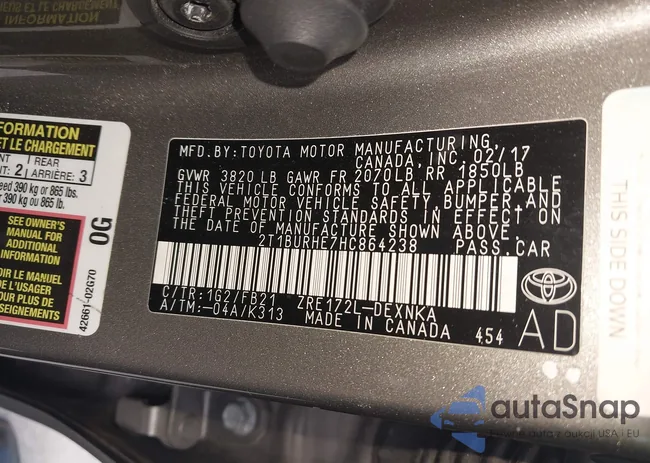 2T1BURHE7HC864238: 42811571