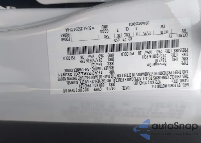 1FADP3KE2GL323911: 42811723