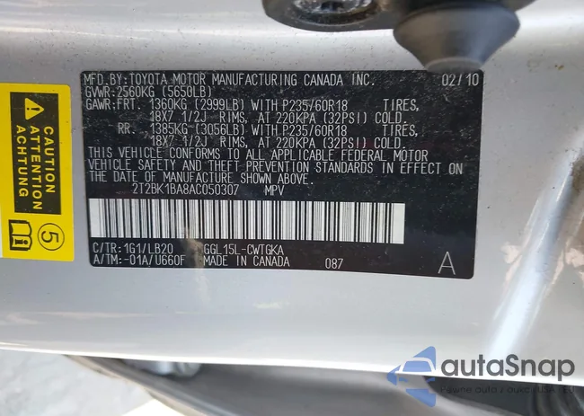 2T2BK1BA8AC050307: 42811763