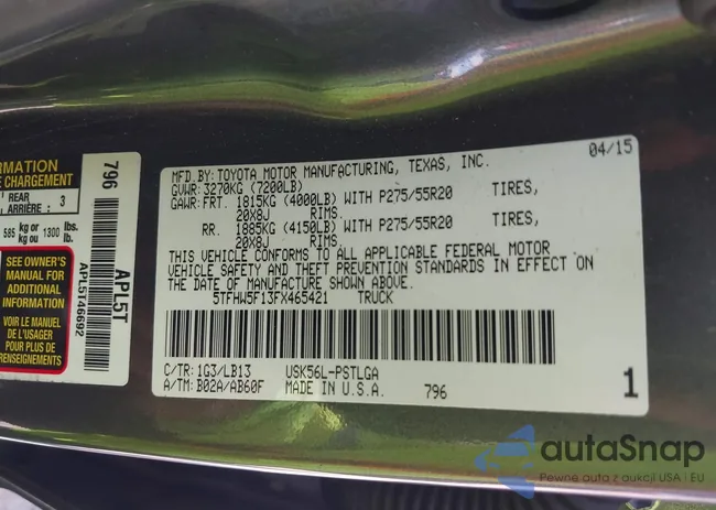 5TFHW5F13FX465421: 42811860