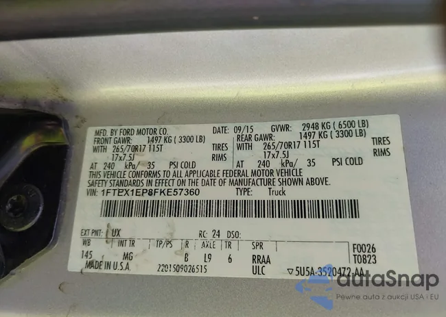 1FTEX1EP8FKE57360: 42813009