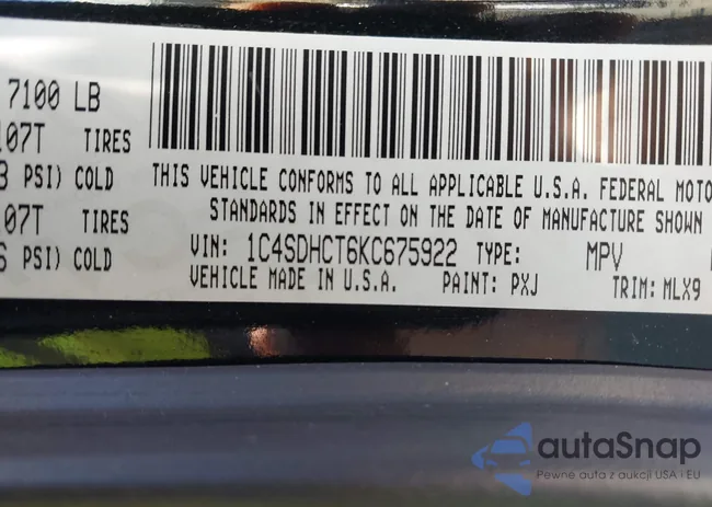 1C4SDHCT6KC675922: 42813163