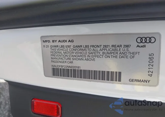 WAUDFBF22NN020181: 42813295