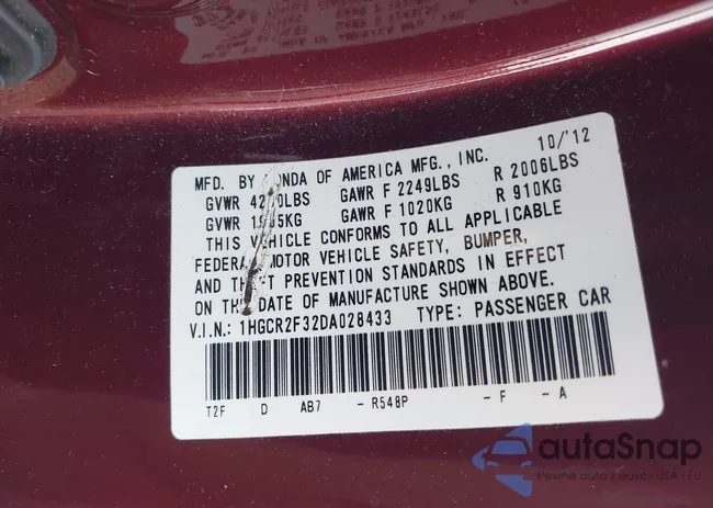 1HGCR2F32DA028433: 42813422