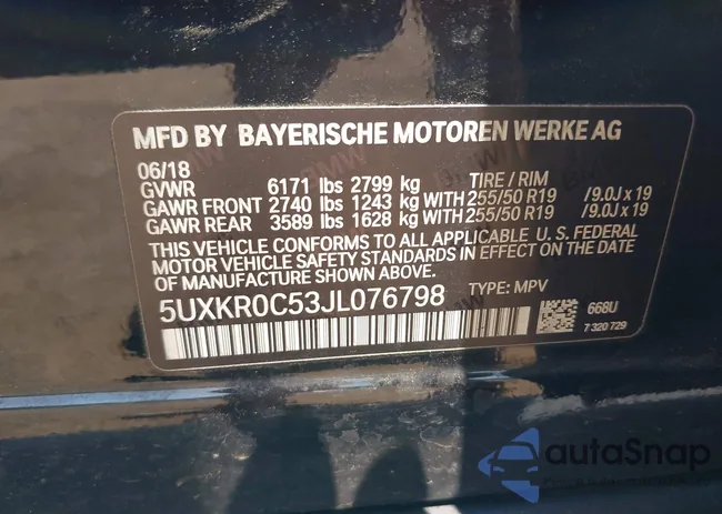 5UXKR0C53JL076798: 42813457