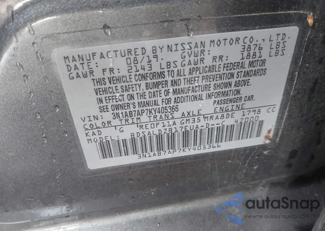 3N1AB7AP7KY405366: 42812595