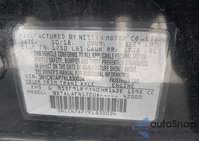 3N1CN7AP7KL830034: 42812755