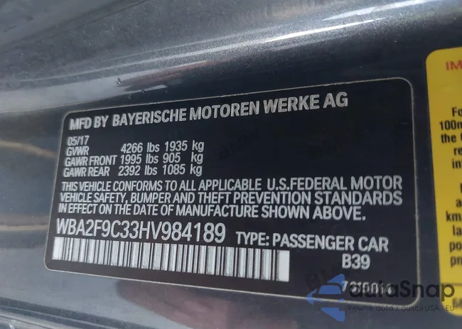 WBA2F9C33HV984189: 42813977