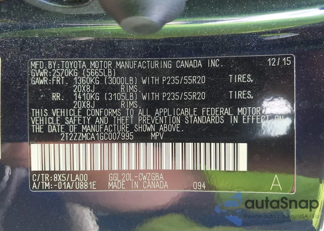 2T2ZZMCA1GC007995: 42814081