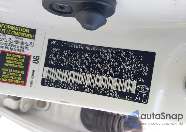 2T1BURHE4EC063701: 42814446