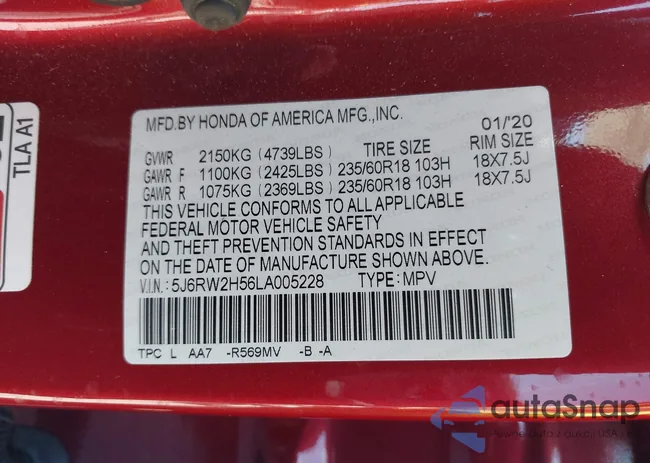 5J6RW2H56LA005228: 42813511