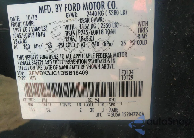 2FMDK3JC1DBB16409: 42813644