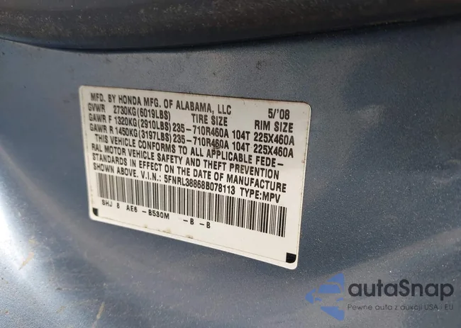 5FNRL38868B078113: 42813688