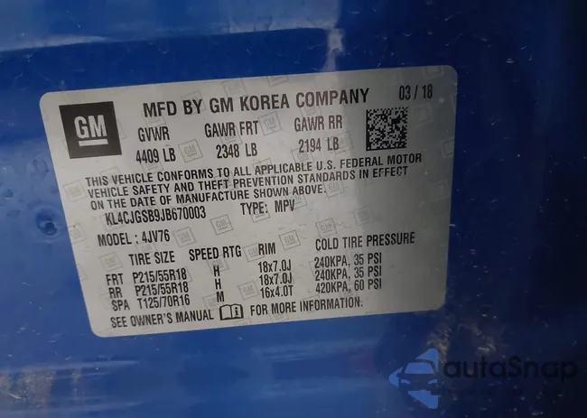 KL4CJGSB9JB670003: 42813704