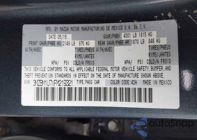 3MZBM1U7XFM219321: 42813712