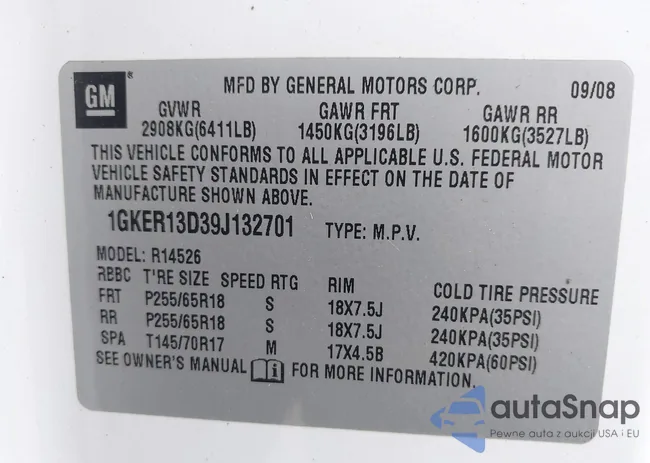 1GKER13D39J132701: 42813746