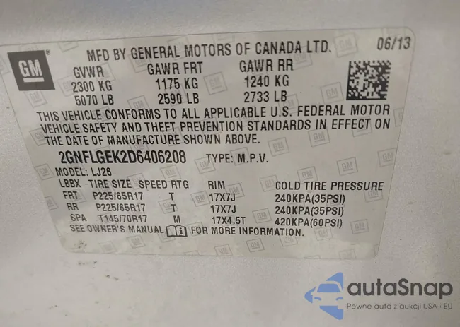 2GNFLGEK2D6406208: 42813895