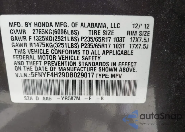 5FNYF4H29DB029017: 42813903