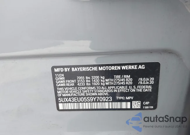 5UX43EU05S9Y70923: 42815009