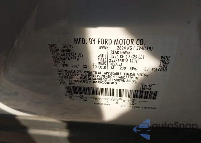 1FMSK8DH9MGC00885: 42815087